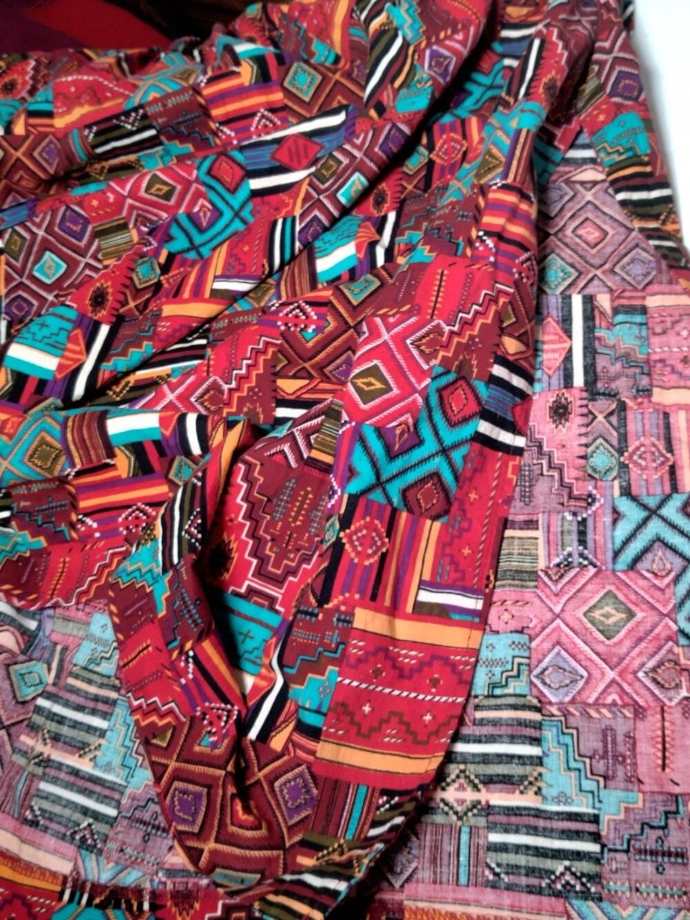McCalls Skirt Small Long Maxi Southwestern Native Patchwork Tribal Print Natural - Picture 6 of 11